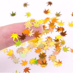 Höstiga naglar med Lönn Höst Löv för Naglar Maple Holografisk Nail Art 12 st Närbild
