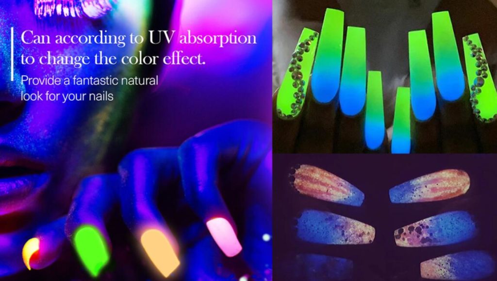 Neon Nagelpulver Pigment effekt på naglar