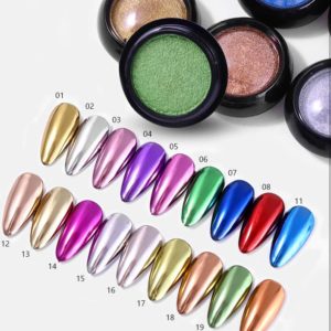 Supper mirror powder 20 färger Chrome naglar Holografisk Glitter Aurora Pulver Guld
