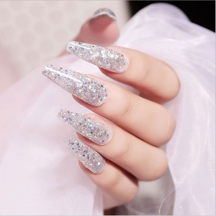Polygel Startkit för nagelförlängning på kunden med glitter naglar