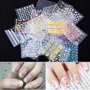 10 st ark nagelklistermärken Blommor självhäftande Färgglada multifärg för nageldekorationer Display på olika mönster 5