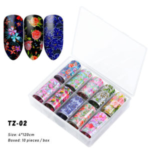 Nagelklistermärken Nail Art Nagelfolie Sticker olika färgglad fina blommor TZ-02