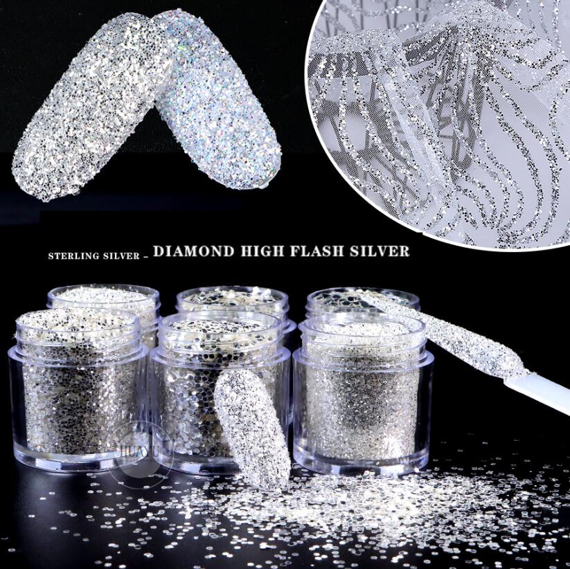 Silver glitter Silvervit Super shine Bling bling för Nail art 5 g Superglansig Silver glitter och diamant diamond glitter för nailart