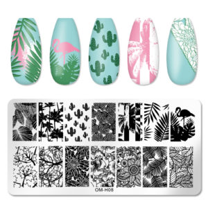 Stämpelplatta naglar. Hög kvalitet nagel stämpelplatta för nailart. nail stamping plate med olika mönster Nageldekorationer - Rektangel i Metall Modell OM-H08