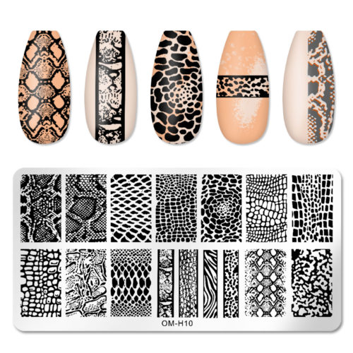 Stämpelplatta naglar. Hög kvalitet nagel stämpelplatta för nailart. nail stamping plate med olika mönster Nageldekorationer - Rektangel i Metall Modell OM-H10