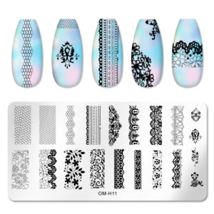 Stämpelplatta naglar. Hög kvalitet nagel stämpelplatta för nailart. nail stamping plate med olika mönster Nageldekorationer - Rektangel i Metall Modell OM-H11