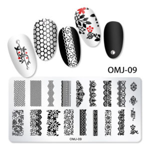 Stämpelplatta naglar. nagel stämpelplatta för nailart. Nagelstämpelplatta Stämpe Stämpel Stämling Mall Plate med olika mönster Nageldekorationer i Metall Modell OMJ-09