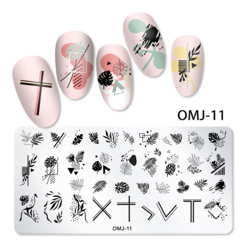 Stämpelplatta naglar. nagel stämpelplatta för nailart. Nagelstämpelplatta Stämpe Stämpel Stämling Mall Plate med olika mönster Nageldekorationer i Metall Modell OMJ-11