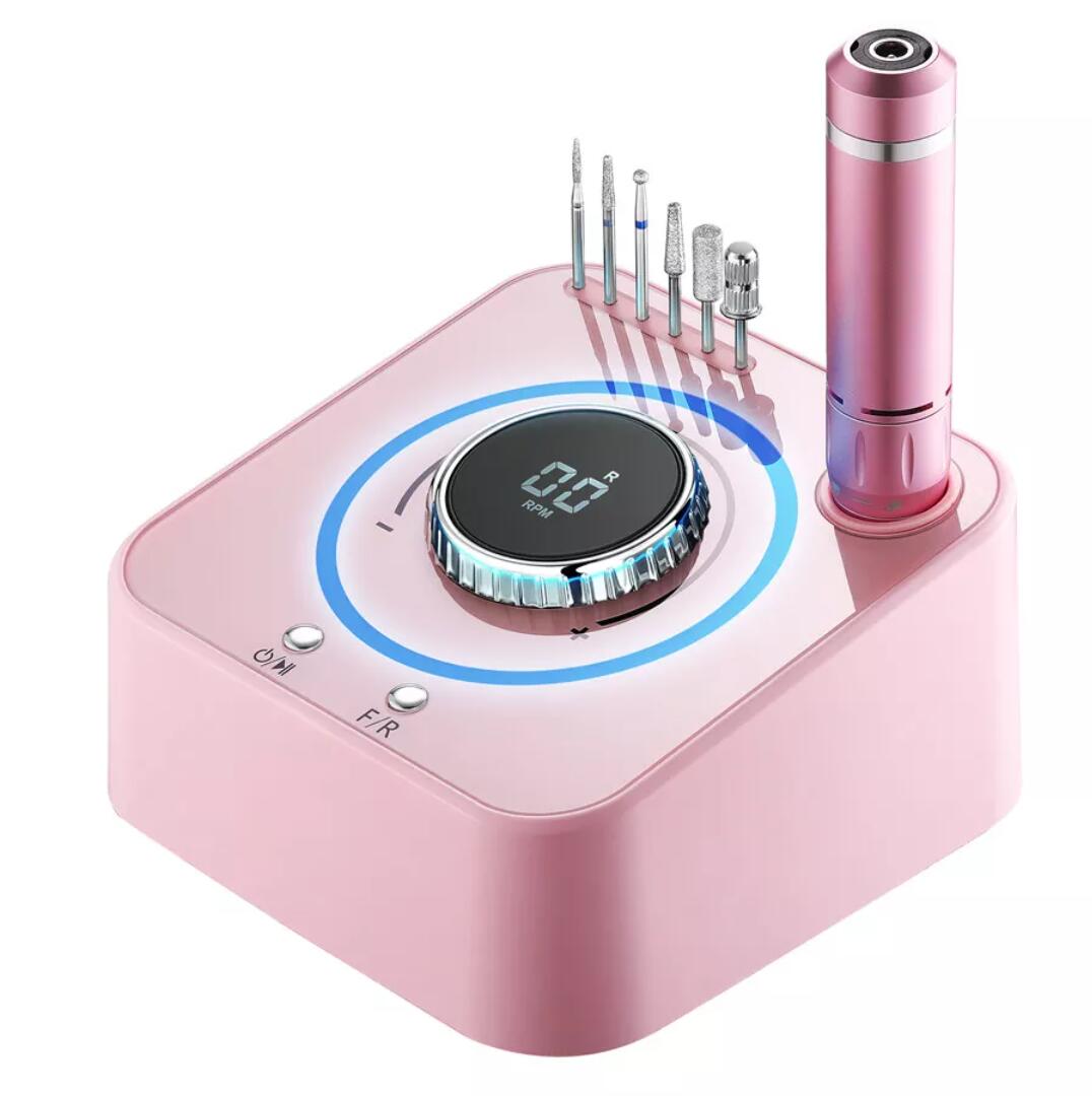 Nagelfil elektrisk Elfilar naglar LOTUS PREMIUM Version professionell elfil för nagelteknolog och skönhetssalong Närbild på produkten i rosa färg