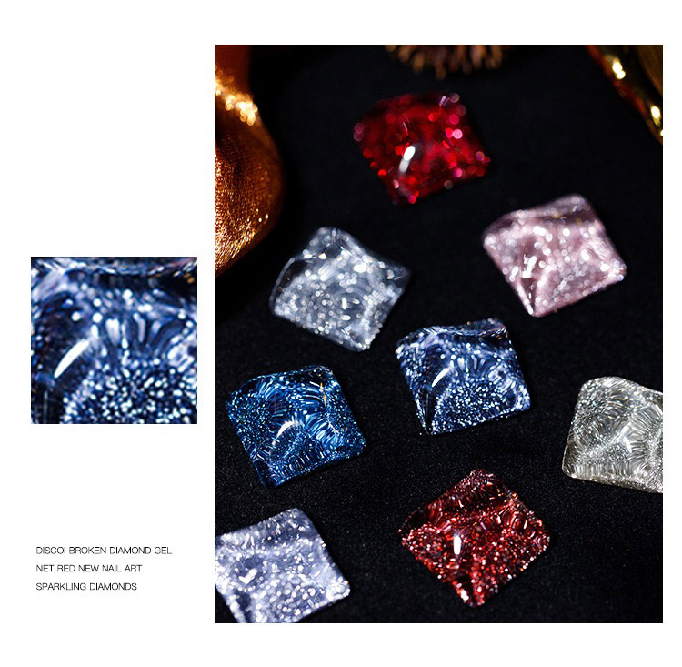 Gellack Shellack Diamond glitter Flashing lights produkten visas på tipparna närbild 1