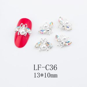 Bi färgglad Diamanter nagelsmycken i vit högkvalitativt. Bee Diamonds nail jewelry för nail art, nageldekoration och andra konstprojekt Modell LF-C36