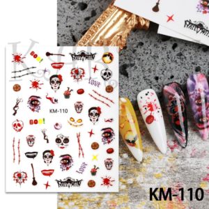 Döskalle Halloween Nagelklistermärke Skull nail stickers nageldekorationer KM-110