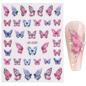 Färgglada unika fjärilar nagelklistermärken. Nail stickers colorful butterflies nageldekorationer nail decoration JO-2325-02