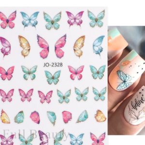 Färgglada unika fjärilar nagelklistermärken. Nail stickers colorful butterflies nageldekorationer nail decoration JO-2328