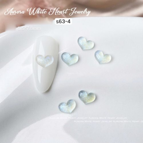 Ljusblå glittrande hjärtan. Heart of angel nagelmycken för nageldekoration & för nail art S63-4